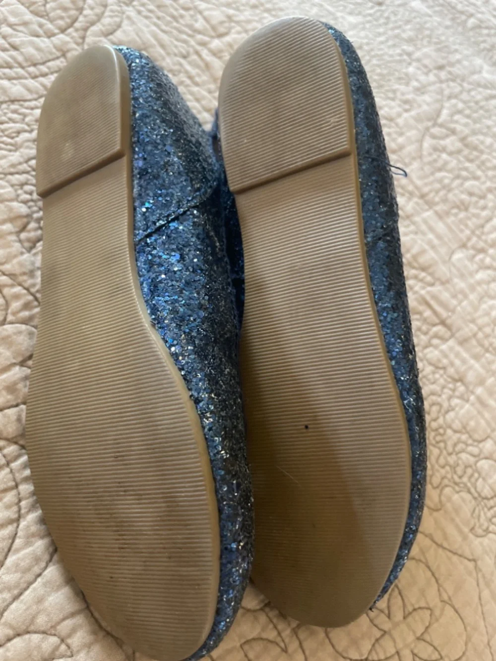 Blue glitter girls dress shoes